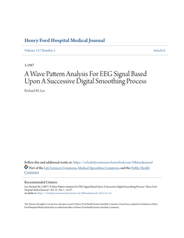 A Wave Pattern Analysis for EEG Signal Based Upon a Successive Digital Smoothing Process Richard M