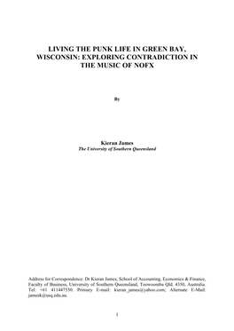 Living the Punk Life in Green Bay, Wisconsin: Exploring Contradiction in the Music of Nofx
