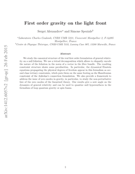 First Order Gravity on the Light Front