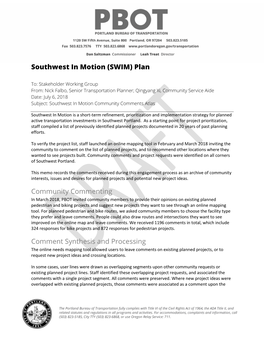 Southwest in Motion (SWIM) Plan