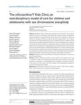 The Extraordinary Kids Clinic: an Interdisciplinary Model of Care for Children and Adolescents with Sex Chromosome Aneuploidy