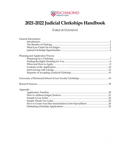 2021-2022 Judicial Clerkships Handbook