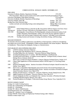 CURRICULUM VITAE—RONALD E. MARTIN—NOVEMBER, 2019 EDUCATION University of California, Berkeley, Department of Zoology 1976-1981 (Ph.D