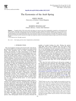 The Economics of the Arab Spring