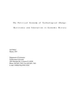 The Political Economy of Technological Change: Resistance