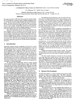 A TOMOGRAPH Vmebus PARALLEL PROCESSING DATA ACQUISITION SYSTEM N.A