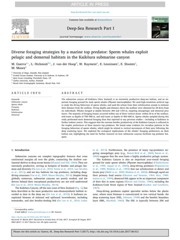 Diverse Foraging Strategies by a Marine Top Predator: Sperm Whales Exploit Pelagic and Demersal Habitats in the Kaikōura Submarine Canyon ⁎ M