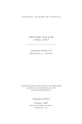 Edward Teller 1 9 0 8 — 2 0 0 3