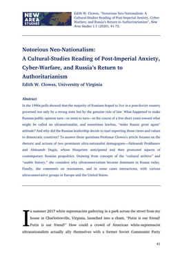 Notorious Neo-Nationalism: a Cultural-Studies Reading of Post-Imperial