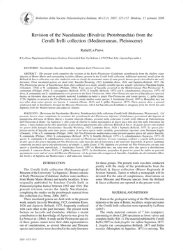 Bivalvia: Protobranchia) from the Cerulli Irelli Collection (Mediterranean, Pleistocene