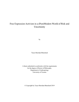 Free Expression Activism in a (Post)Modern World of Risk and Uncertainty