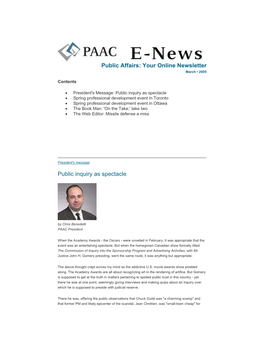 PAAC E-News, March, 2005