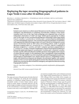 Recurring Biogeographical Patterns in Cape Verde Conus After 12 Million Years