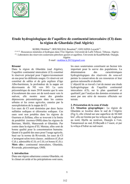 Etude Hydrogéologique De L'aquifère De Continental Intercalaire (CI)