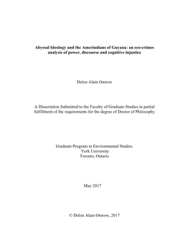 Abyssal Ideology and the Amerindians of Guyana: an Eco-Crimes Analysis of Power, Discourse and Cognitive Injustice