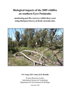 Biological Impacts of the 2005 Wildfire on Southern Eyre Peninsula
