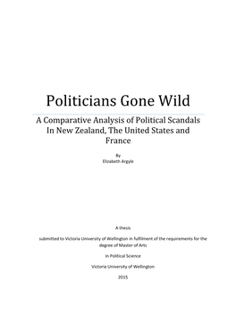 Politicians Gone Wild a Comparative Analysis of Political Scandals in New Zealand, the United States and France
