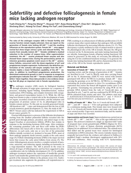 Subfertility and Defective Folliculogenesis in Female Mice Lacking Androgen Receptor