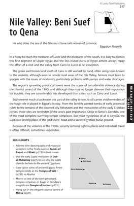 NILE VALLEY: BENI SUEF to QENA 217 Dendara © Lonely Planet Publications Planet Lonely © Egyptian Proverb Egyptian Abydos Beni Hasan Minya Deir Al-Muharraq