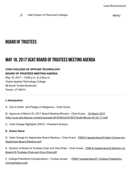 Board of Trustees May 18, 2017 UCAT