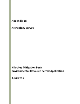 Cultural Resources Survey of the Hilochee Mitigation Bank Property Polk County, Florida