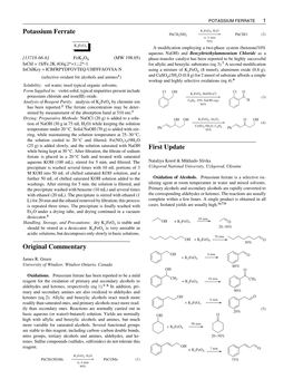 Potassium Ferrate Original Commentary First Update