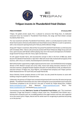 Trispan Invests in Thunderbird Fried Chicken