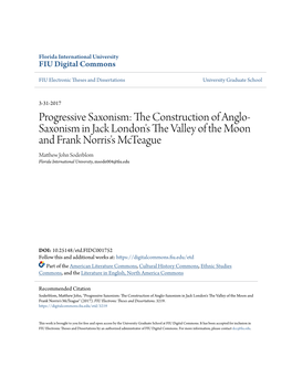 The Construction of Anglo-Saxonism in Jack London's the Valley of the Moon and Frank Norris's Mcte