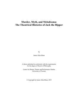 The Theatrical Histories of Jack the Ripper