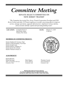 Senate Select Committee on New Jersey Transit