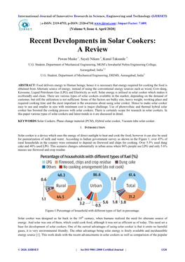 Recent Developments in Solar Cookers: a Review