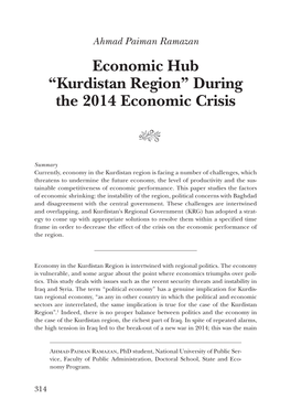 Economic Hub “Kurdistan Region” During the 2014 Economic Crisis