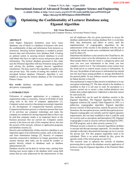 Optimizing the Confidentiality of Lecturer Database Using Elgamal Algorithm