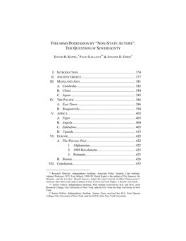 Non-State Actors”: the Question of Sovereignty