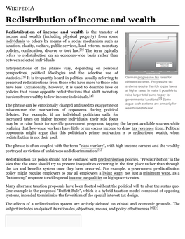 Redistribution of Income and Wealth