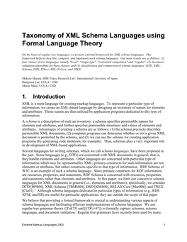 Taxonomy of XML Schema Languages Using Formal Language