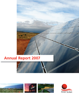 Annual Report 2007 First Solar Overview