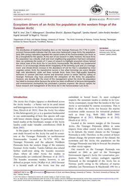 Ecosystem Drivers of an Arctic Fox Population at the Western Fringe of the Eurasian Arctic Rolf A