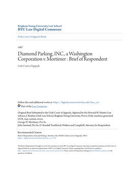 Diamond Parking, INC., a Washington Corporation V