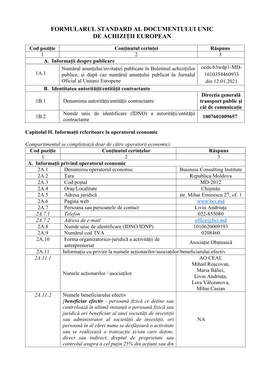 Formularul Standard Al Documentului Unic De Achiziții European
