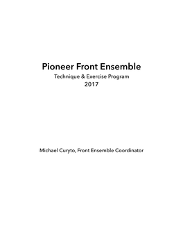 Pioneer Front Ensemble Technique & Exercise Program 2017