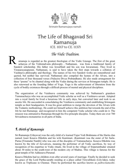 The Life of Bhagavad Sri Ramanuja (CE