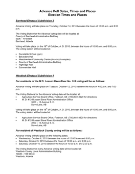 Dates, Times and Places to Vote in the 2010 Election