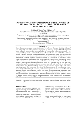 Distribution and Potential Impact of Feral Cotton on the Reintroduction of Cotton in the Southern Highlands, Tanzania