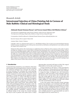 Intrastromal Injection of China Painting Ink in Corneas of Male Rabbits: Clinical and Histological Study