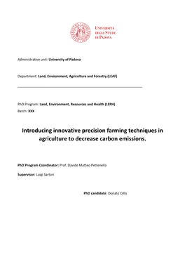 Introducing Innovative Precision Farming Techniques in Agriculture to Decrease Carbon Emissions