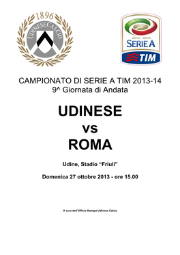 UDINESE Vs ROMA