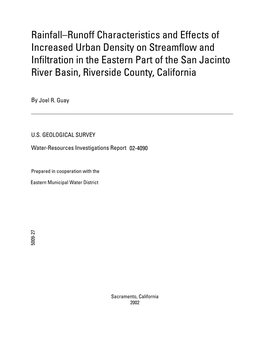 Rainfall–Runoff Characteristics and Effects of Increased Urban Density