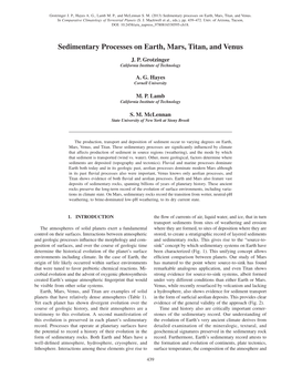 Sedimentary Processes on Earth, Mars, Titan, and Venus