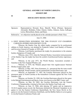 General Assembly of North Carolina Session 2005 H 1 House Joint Resolution 2891